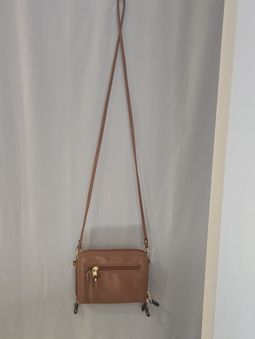 Naturalizer Brand Classic Tan Crossbody Leather Shoulder Bag - Everyday Carry
